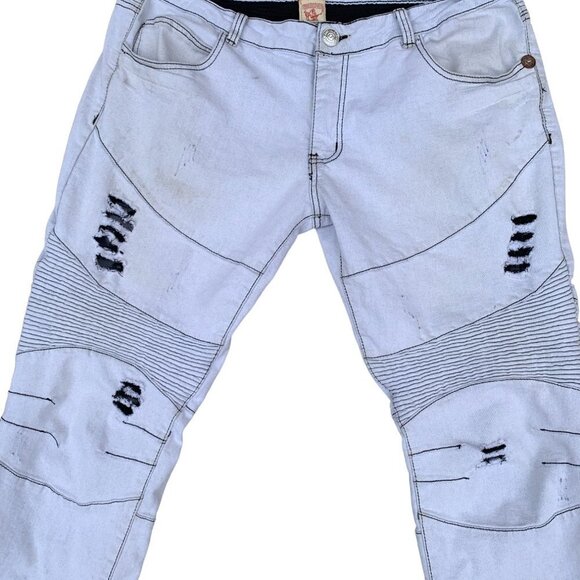 VINTAGE True Religion Jeans Size 36 MOTO White Stained - Picture 7 of 12